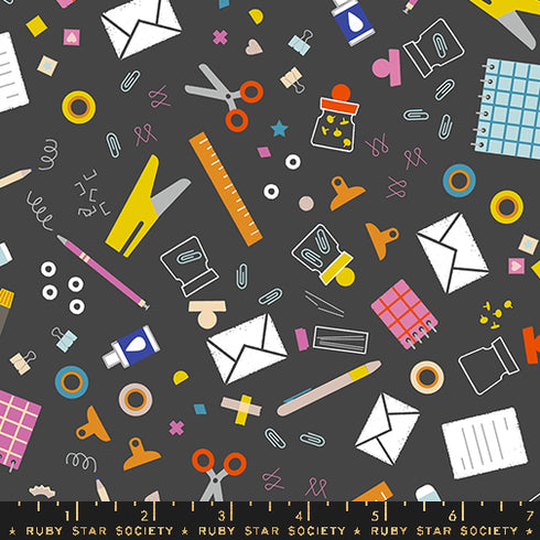 Salutations Office Supplies in Soft Black RS1091 16 - Ruby Star Society Sold by the Half Yard